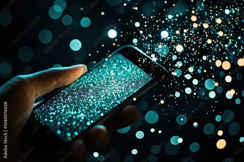 Poster exploring the intersection of technology and creativity through vibrant digital expressions