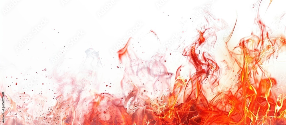 Poster Flames of fire on a white background with copy space image