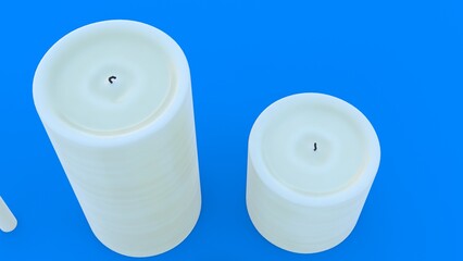 different size candle with blue background
