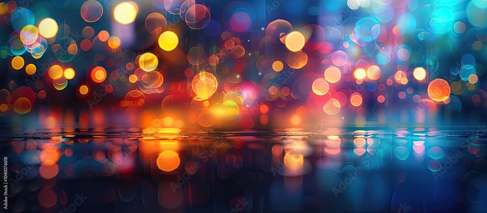Poster background with blurred colorful abstract bokeh lights creating a copy space image