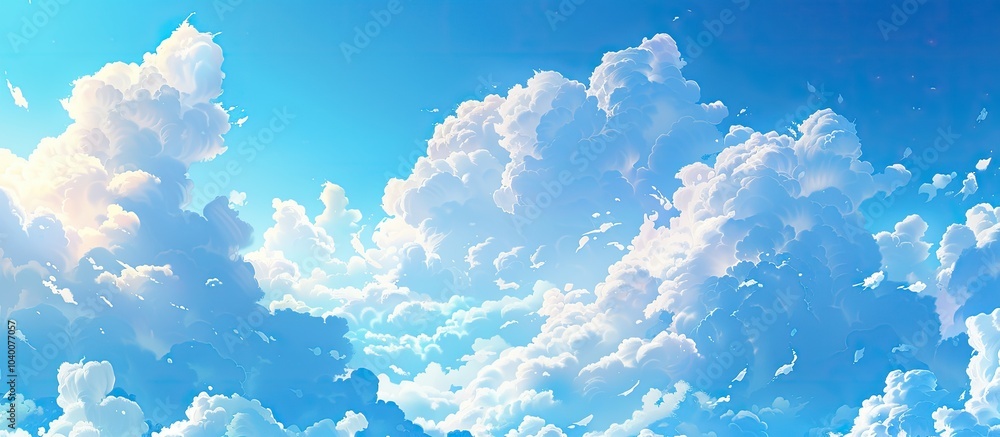 Poster the sky is partly cloudy with numerous small clouds providing a picturesque background in the copy s