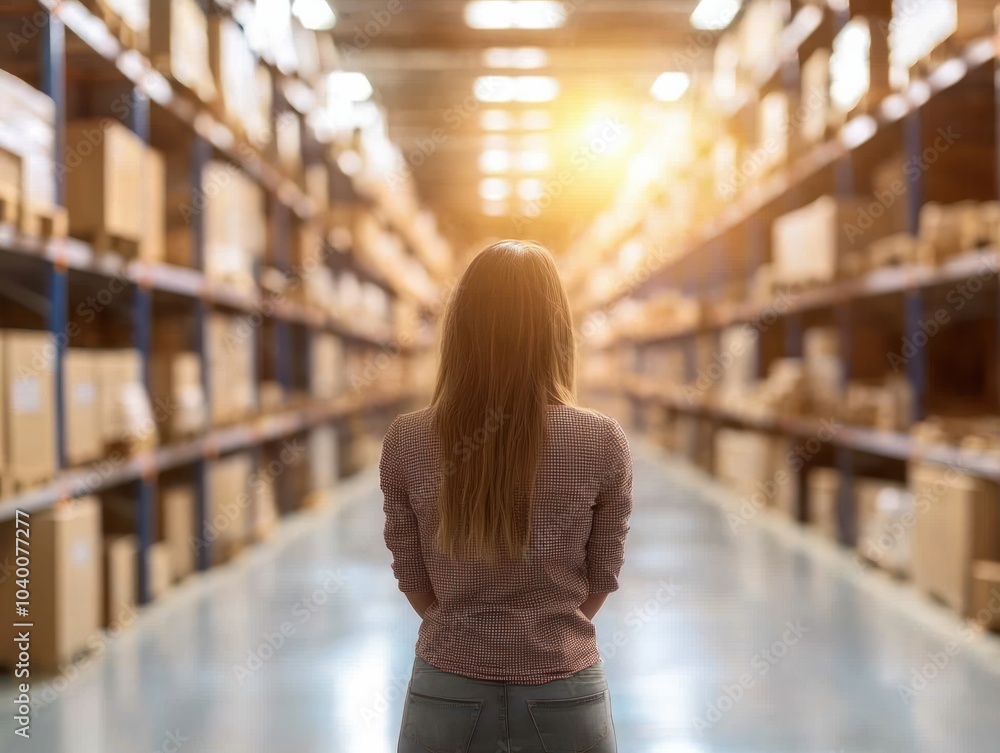 Poster exploring the aisles a journey through inventory management and logistics in a warehouse setting