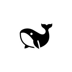simple, minimalist, modern, modern, whale ocean big fish whale logo vector illustration black and white