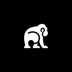 Obraz premium monkey apes orangutan logo, simple, minimalist, modern, flat from behind, vector illustration