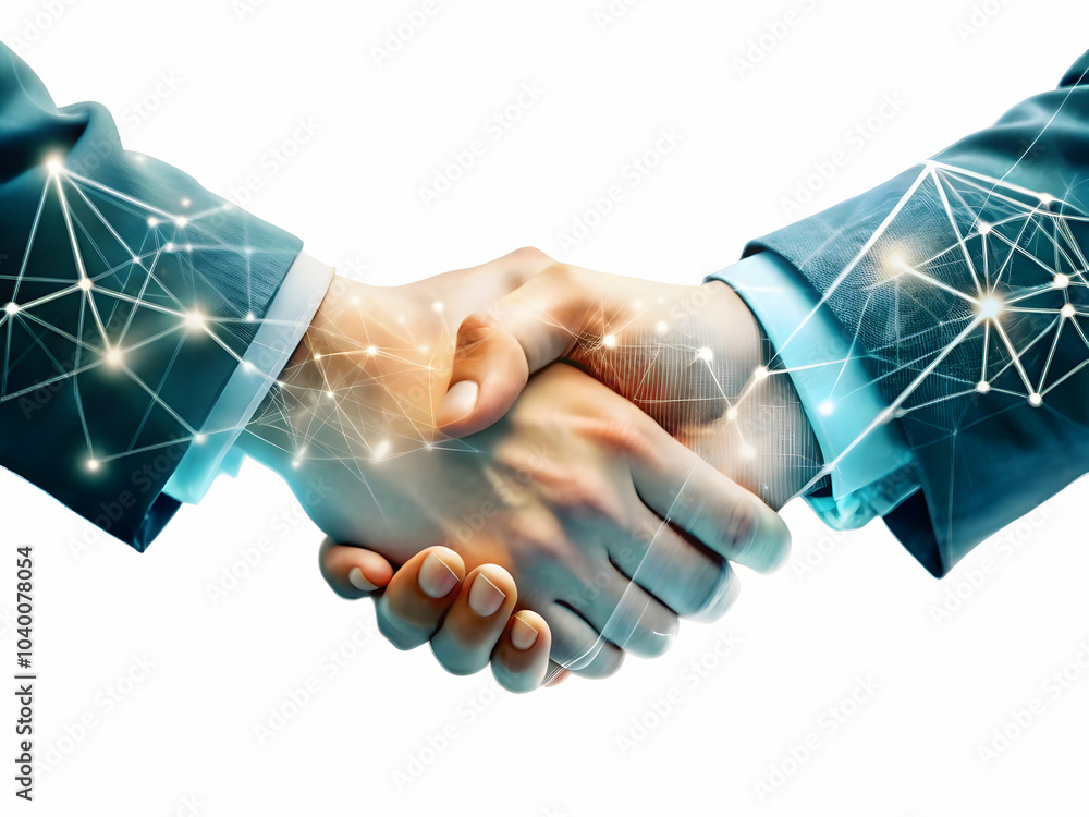 Aufkleber abstract network connections business handshake image concept - partnerships strengthened by technol