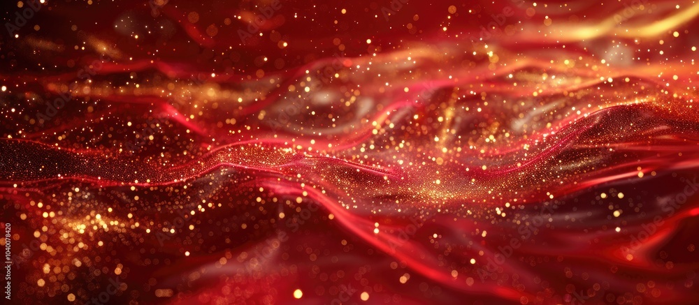 Poster abstract shiny christmas background with golden glitter particles creating a luxurious and magical g