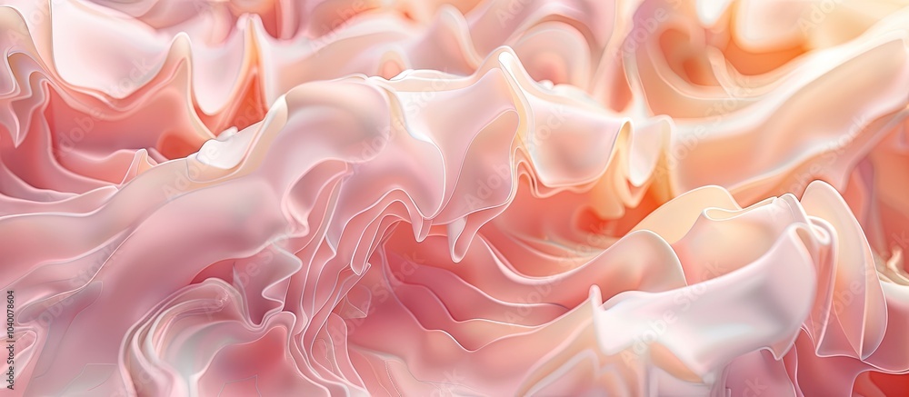 Poster close up shot of a peach fuzz toned abstract relief volume waves background suitable for banner web 