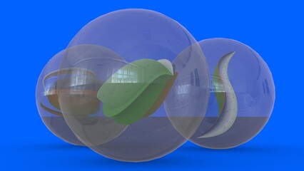 Glass Marbles with blue background