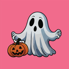 Halloween Ghost Sticker with solid Background