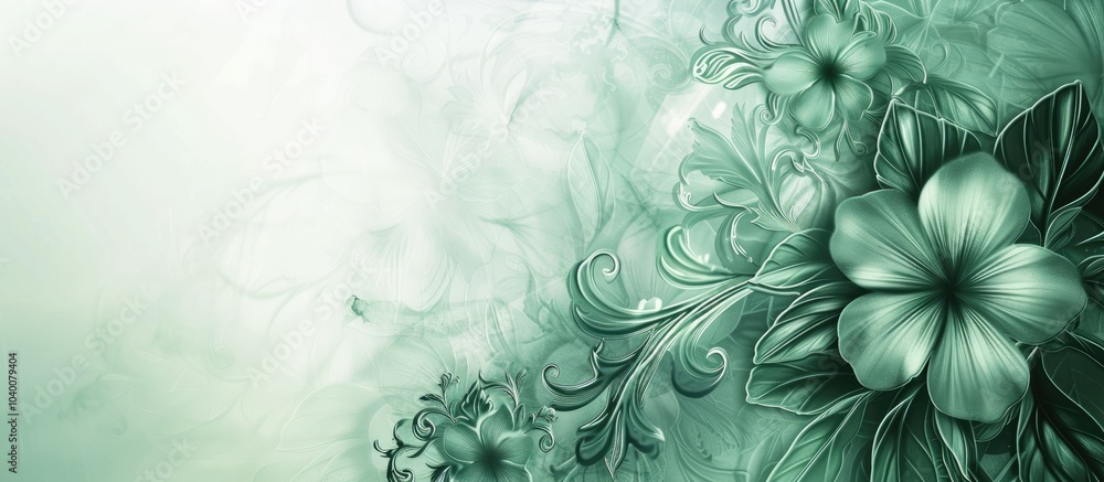Poster a green floral design with an abstract backdrop provides ample copy space for additional elements in