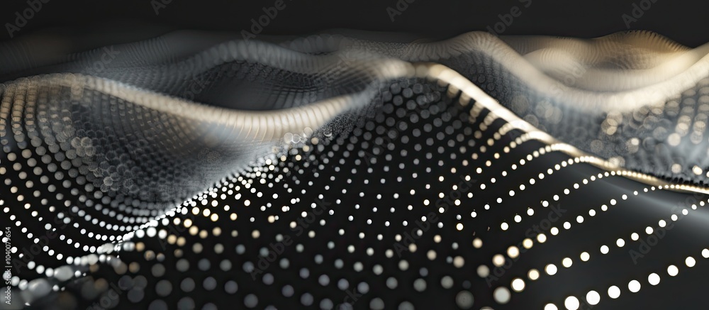 Poster a logo design on a black background with dots featuring a white light in the picture suitable as a b