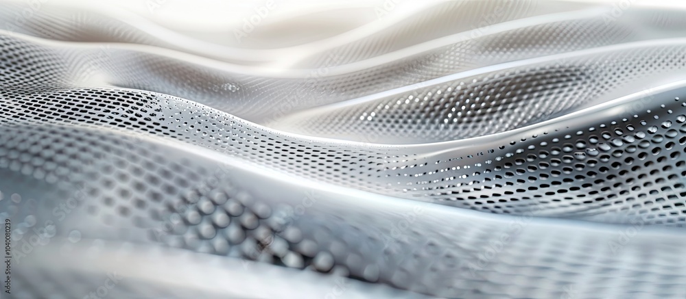 Poster Futuristic abstract background with a silver wave design filling the horizontal copy space image