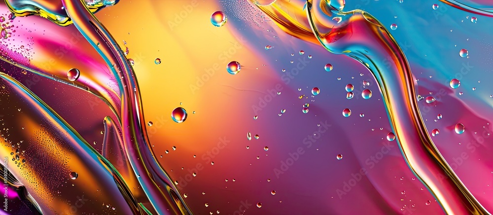 Aufkleber top view of machine oil on a colorful background with space for copy in the image