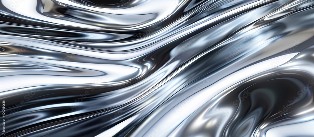 Poster futuristic abstract background with a silver wave design filling the horizontal copy space image