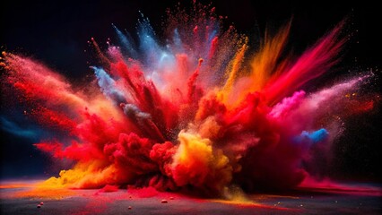 Vibrant Red Powder Explosion on Transparent Background