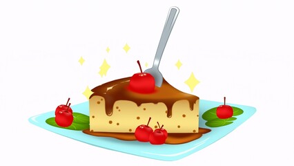 Quesillo and spoon with white background