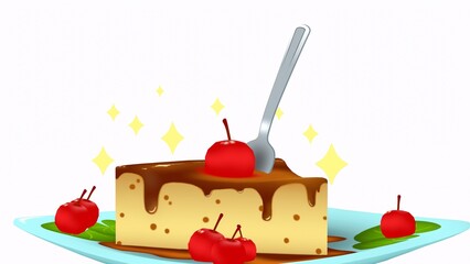 Quesillo and spoon with white background