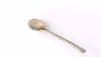 silver spoon with white background