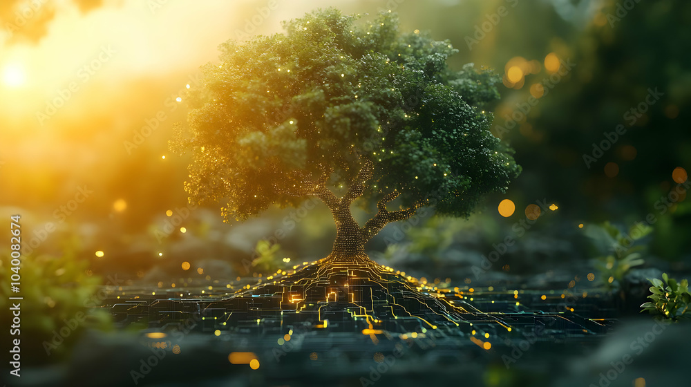 Aufkleber 3d ai powered esg decision tree concept macro view, ai generated decision tree with branches for esg