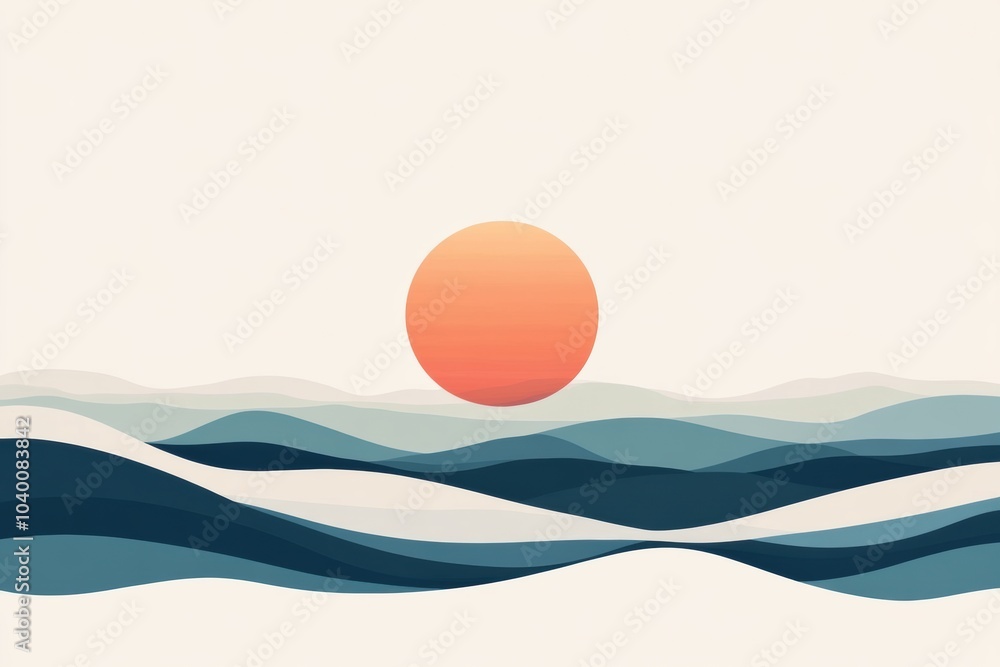Poster the sun rises softly over smooth waves, creating a peaceful atmosphere perfect for beach relaxation 