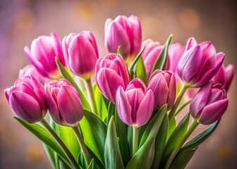 Obraz premium Beautiful Pink Tulips in Vibrant Spring Arrangement