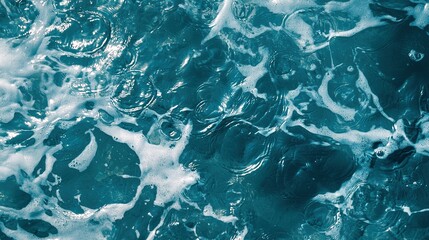 Obraz premium Panoramic water banner showcasing a white water texture, with delicate aqua surface rings and gentle ripples.