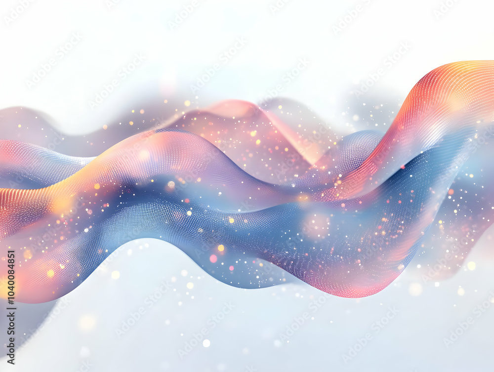 Poster flat abstract digital waves bokeh soft vector illustration cool tones revenue flow finance ads tech 