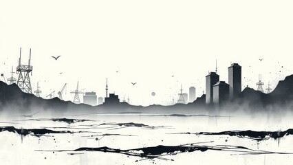 Cityscape in black and white