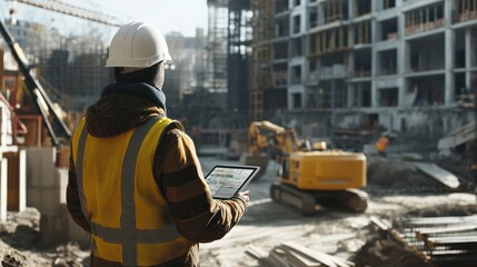 This software help me to keep track of everything. Shot of a engineer using a digital tablet on a construction site.