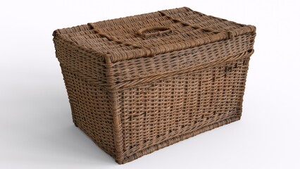 wicker crate with white background