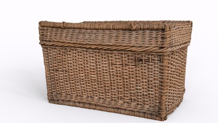 wicker crate with white background