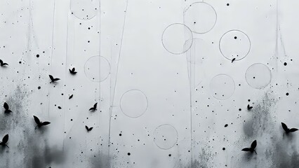 Black silhouettes of birds on a white background