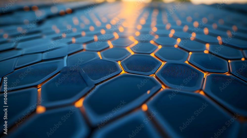 Poster 3d nanotech renewable energy harvesting concept close up of nanostructures on solar cell surface opt