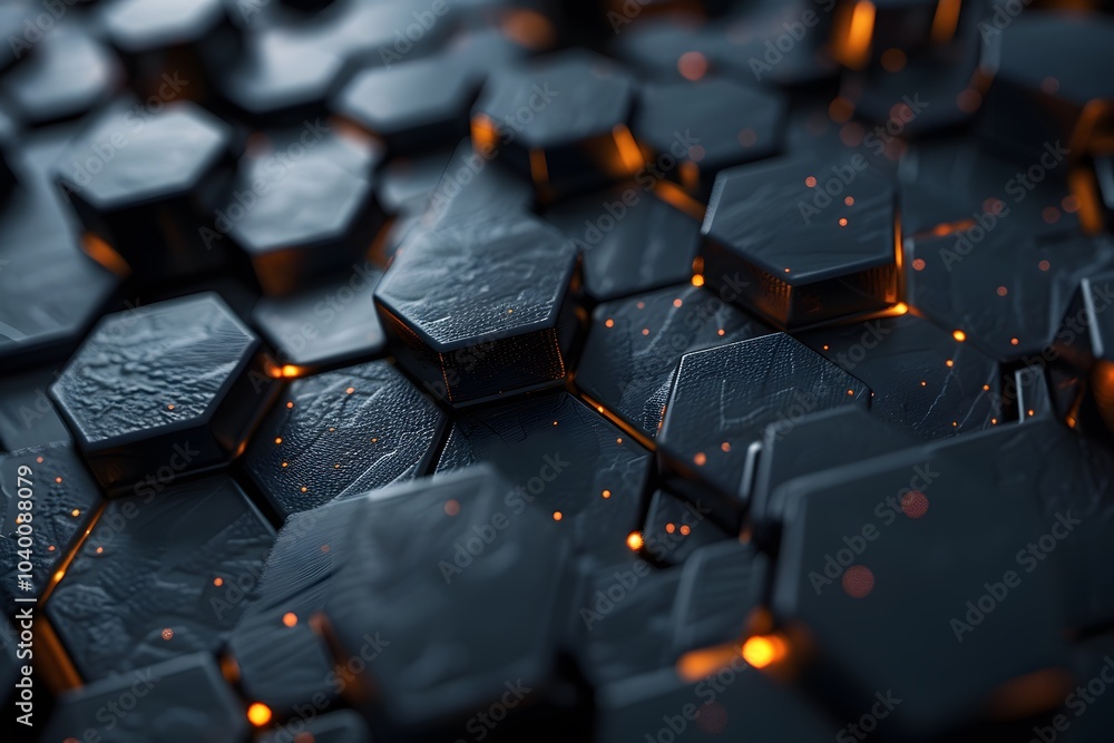 Poster intricate hexagonal pattern with glowing accents