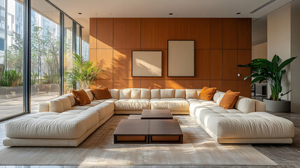 Modern Modular Sofa Arrangement in a Spacious Living Room with Multiple Configurations