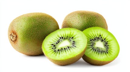 Fototapeta premium A green kiwi fruit with a black spot on it