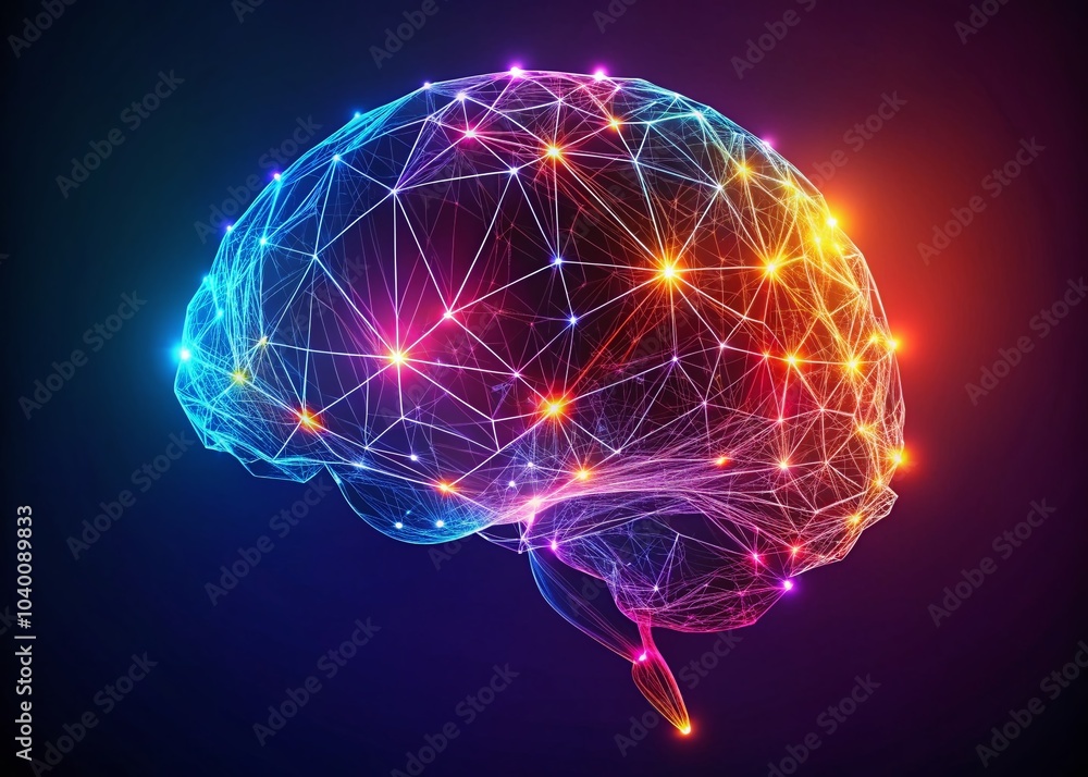 Poster minimalist ai brain design - digital neural network concept for technology and innovation