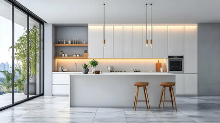 Sleek White Cabinets in a Minimalistic Kitchen Design Featuring Modern Aesthetics and Clean Lines
