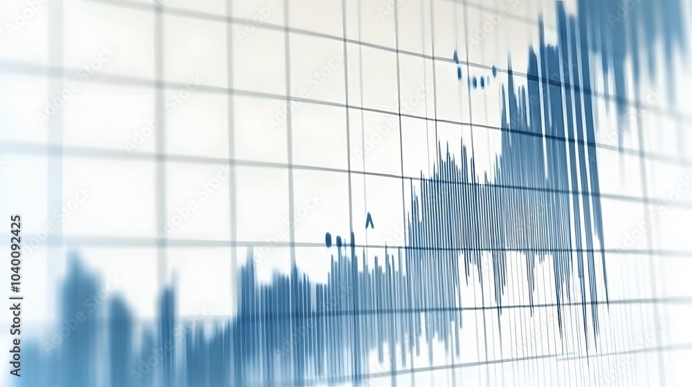 Poster a macro view of a sales performance report chart with sharp increases in a quarterly report