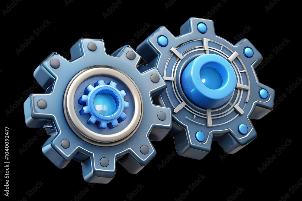 Poster close up gears macro photography digital patterns interlocking ai mechanics business operations stoc