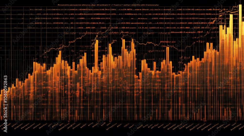 Poster a macro view of a bar chart showing rising trends in quarterly profits at a company report meeting