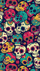 Fototapeta premium Day of the Dead colorfull skulls pattern, day of Dead