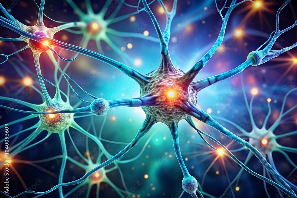 Poster minimalist diagram of neuron communication and chemical synapse for synaptic transmission in neurosc