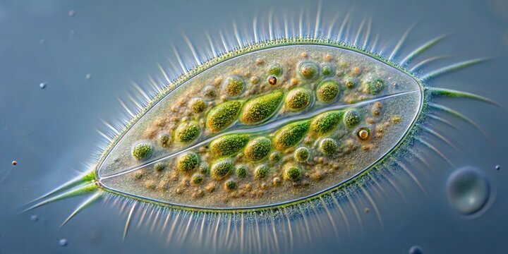 Microscopic image of freshwater pond ciliate Stentor