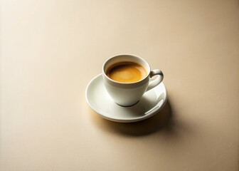 Minimalist Espresso Experience: White Cup on Clean Surface for Coffee Lovers