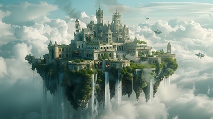 Naklejka premium Unreal Sky Island City