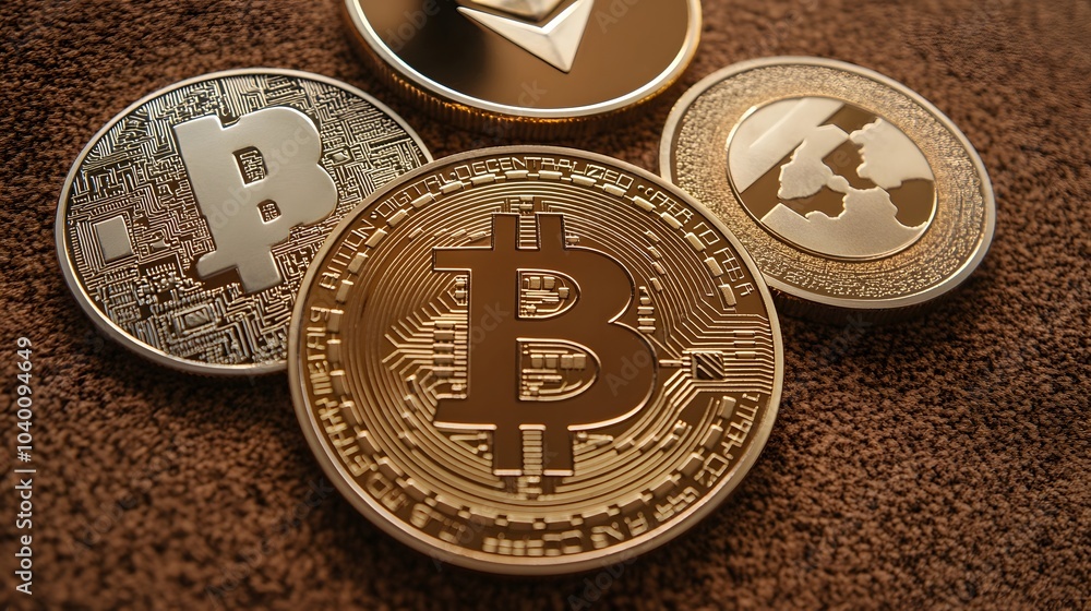 Poster a close-up of a pie chart showing the diversification of cryptocurrency investments across multiple 
