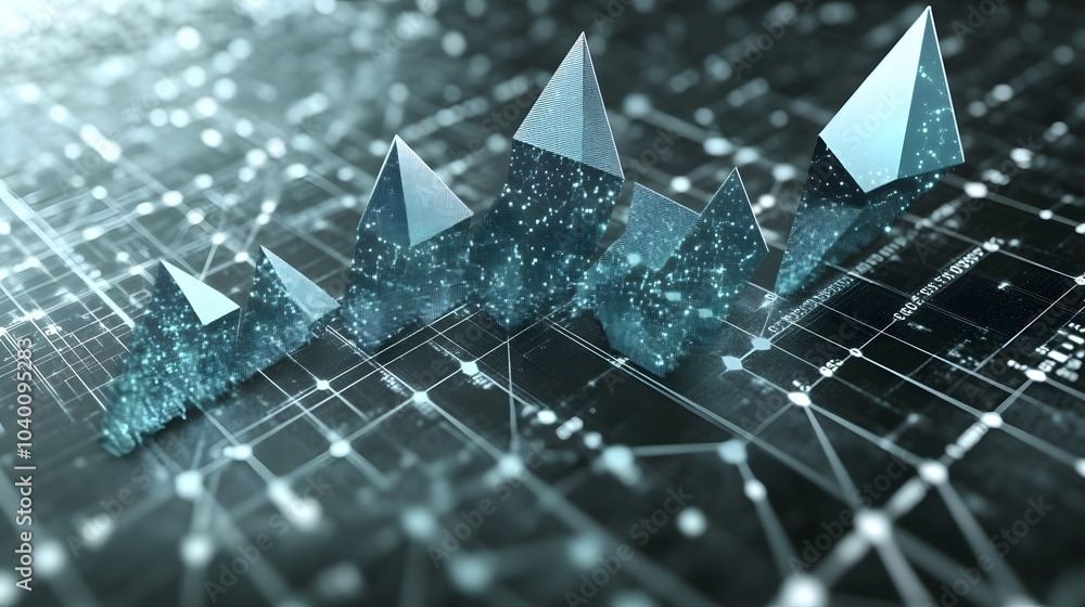 Aufkleber a macro view of a bar chart showing increasing returns from ethereum mining during a global blockcha