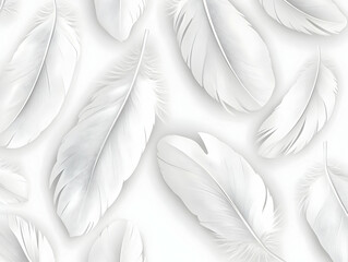 Seamless Pattern of Minimalist White Feather Outlines in Flat Vector Design, Emphasizing Delicacy and Emotional Lightness for Janeiro Branco, Perfect for Smart Business Illustrations