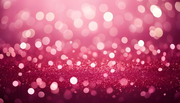 Fototapeta Vibrant glowing luminous pink bokeh light sparkle abstract background, warmth captivating festive & celebration glossy wallpaper 